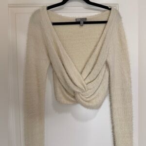 Asos Cream V-Neck Twist Sweater
